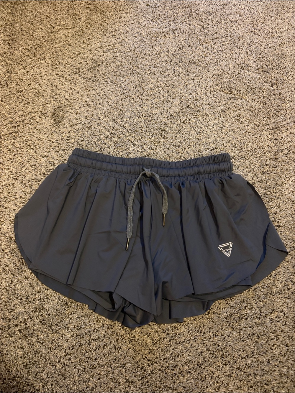 Women's Dark Grey Athletic Butterfly Running Shorts with Drawstring